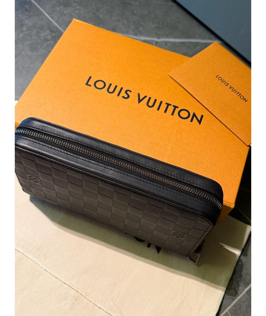 LOUIS VUITTON Черный кожаный кошелек, фото 4