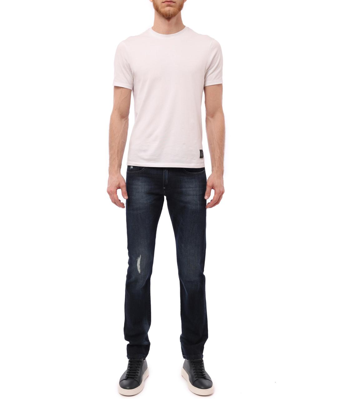 ARMANI EXCHANGE Темно-синие хлопковые прямые джинсы, фото 5
