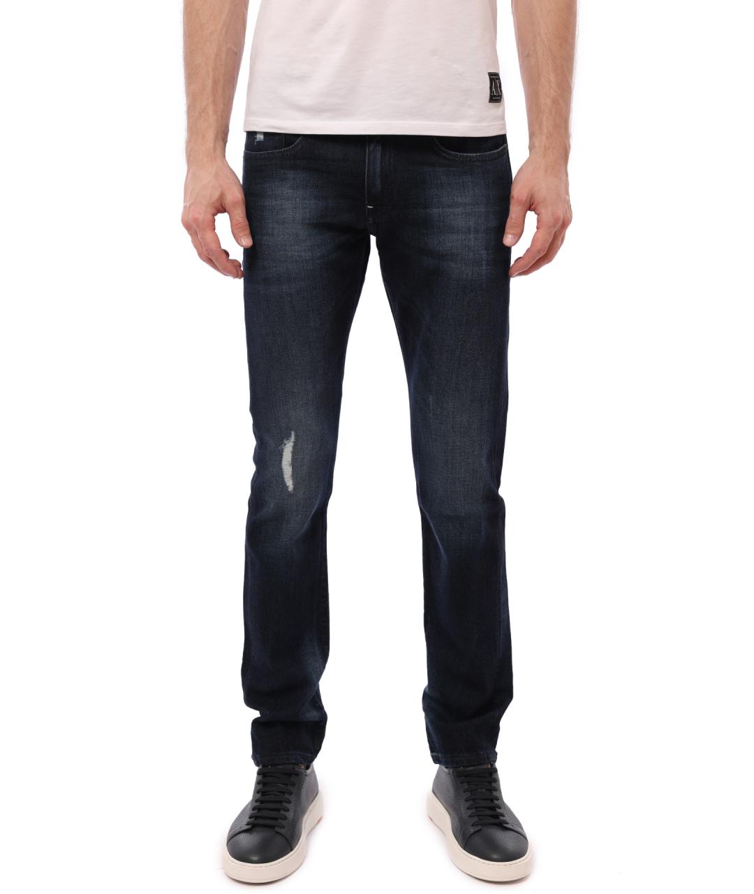 ARMANI EXCHANGE Темно-синие хлопковые прямые джинсы, фото 1