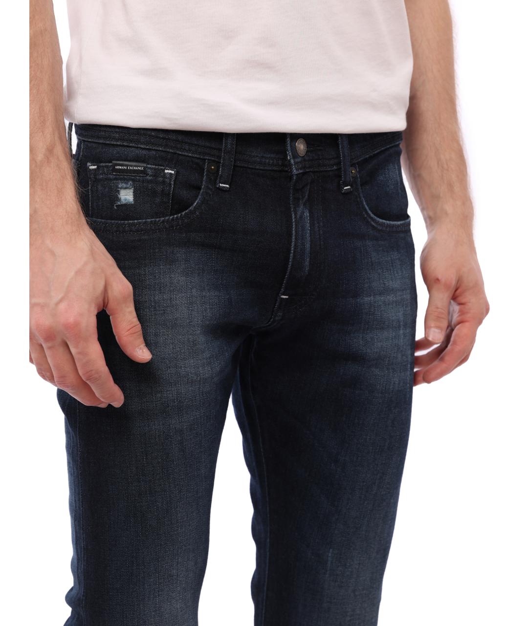 ARMANI EXCHANGE Темно-синие хлопковые прямые джинсы, фото 2