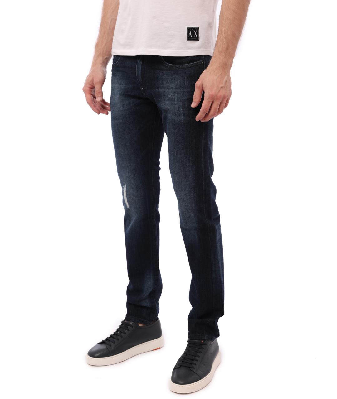 ARMANI EXCHANGE Темно-синие хлопковые прямые джинсы, фото 4