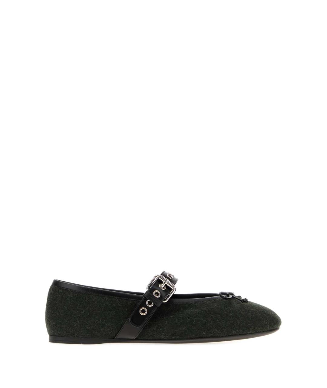 MIU MIU Зеленые текстильные балетки, фото 3