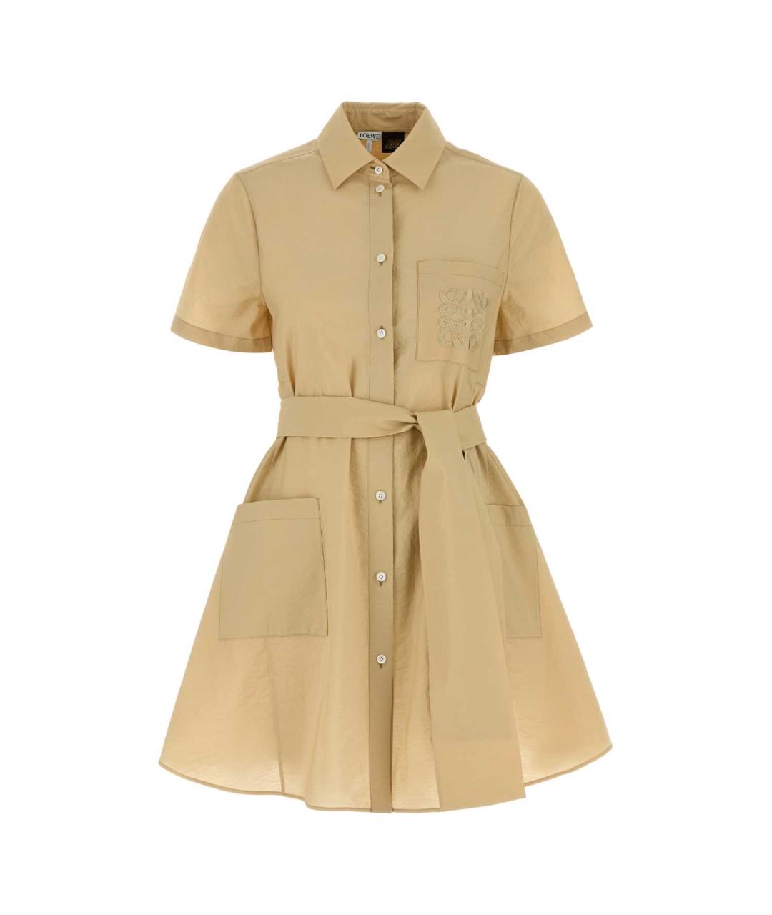 LOEWE Бежевое хлопковое повседневное платье, фото 1
