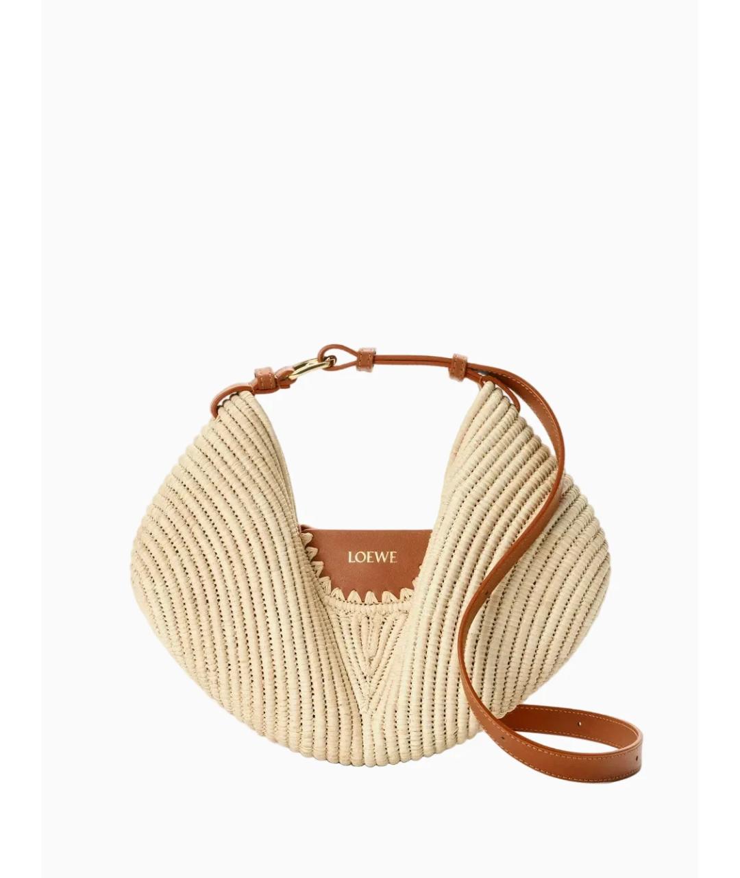 LOEWE Бежевая рафия сумка через плечо, фото 3