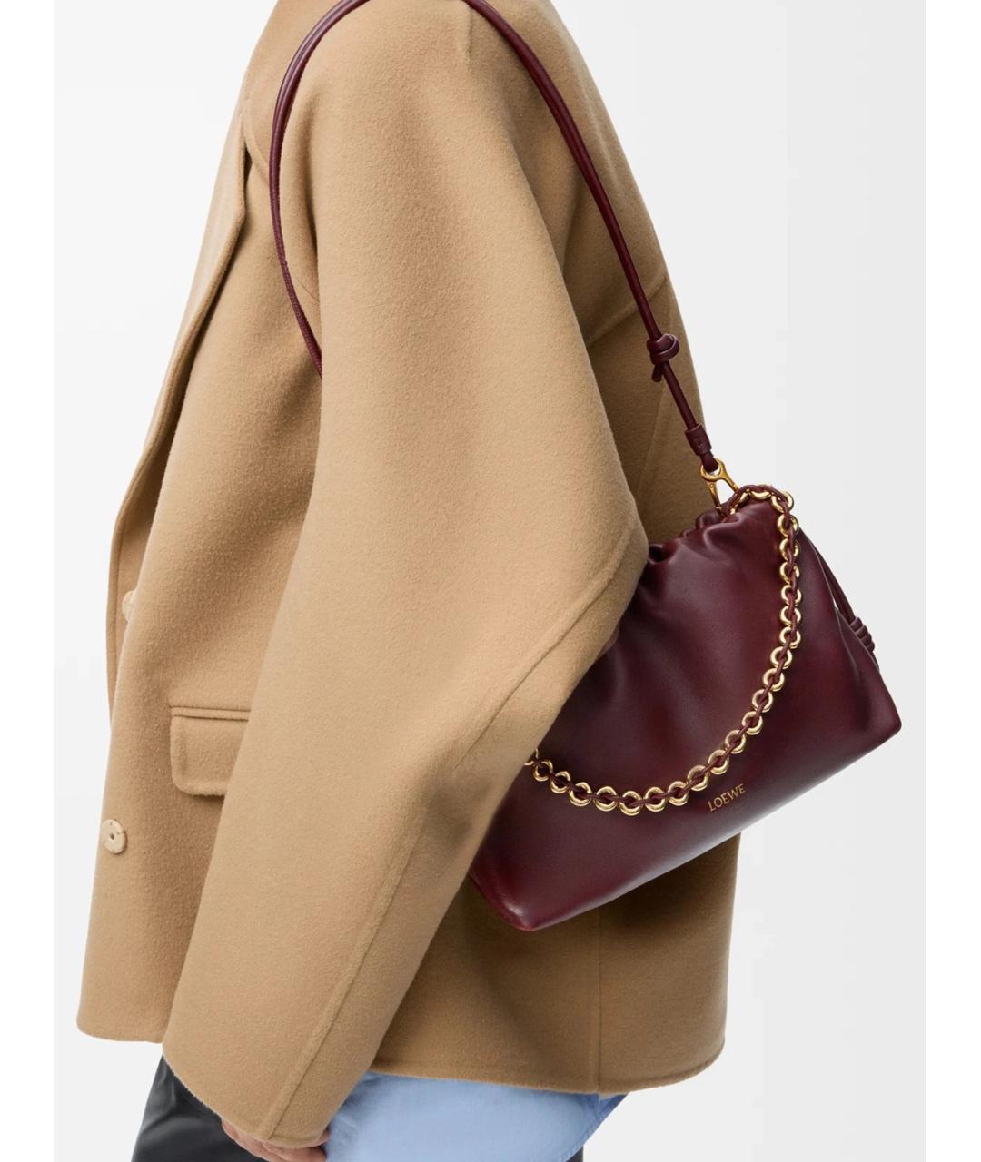 LOEWE Бордовая кожаная сумка через плечо, фото 3