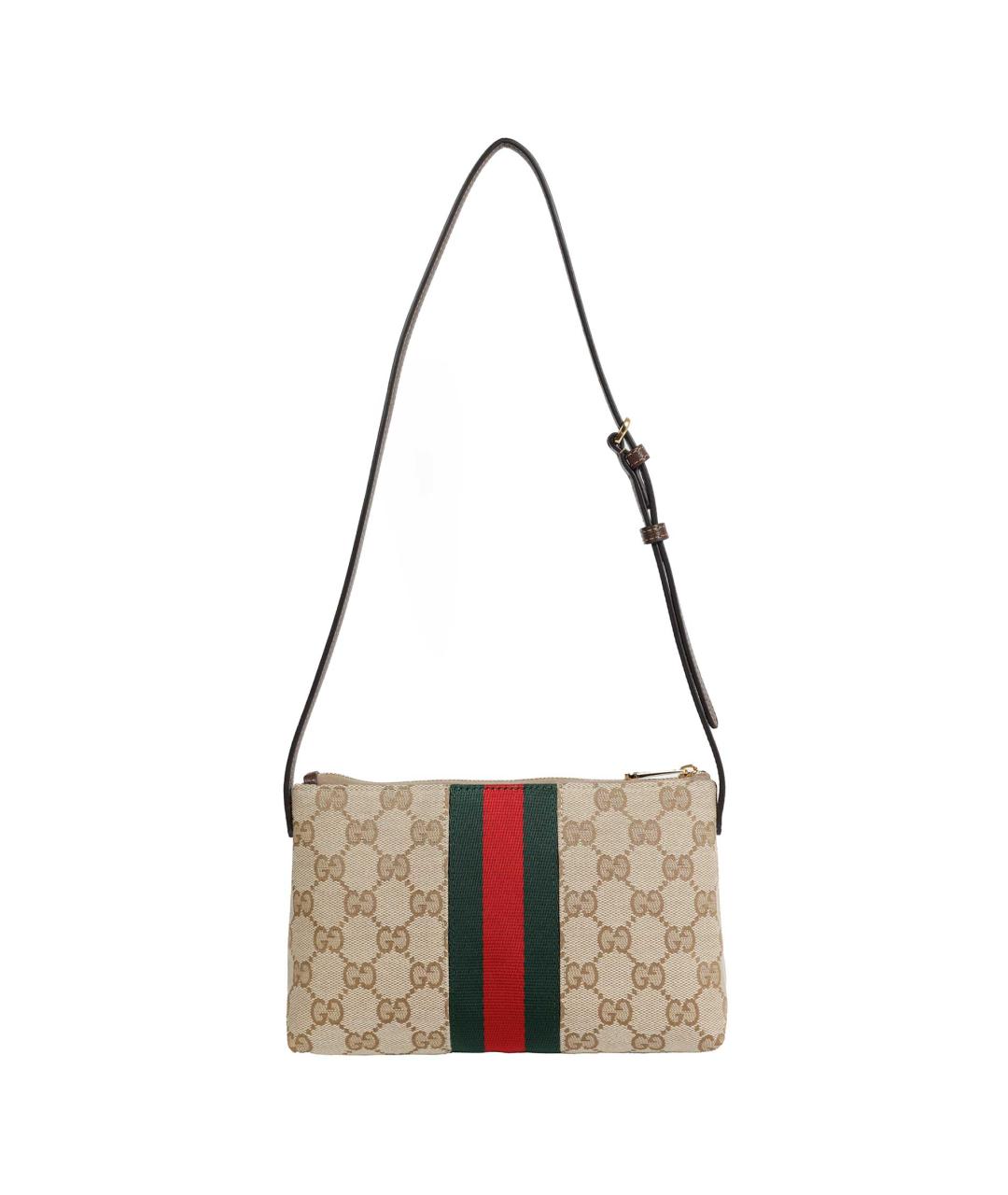 GUCCI Бежевая тканевая сумка через плечо, фото 3