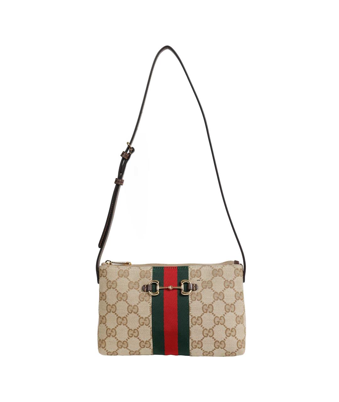 GUCCI Бежевая тканевая сумка через плечо, фото 1