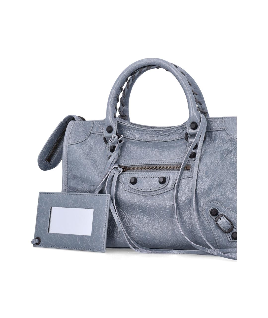 BALENCIAGA Голубая кожаная сумка тоут, фото 3