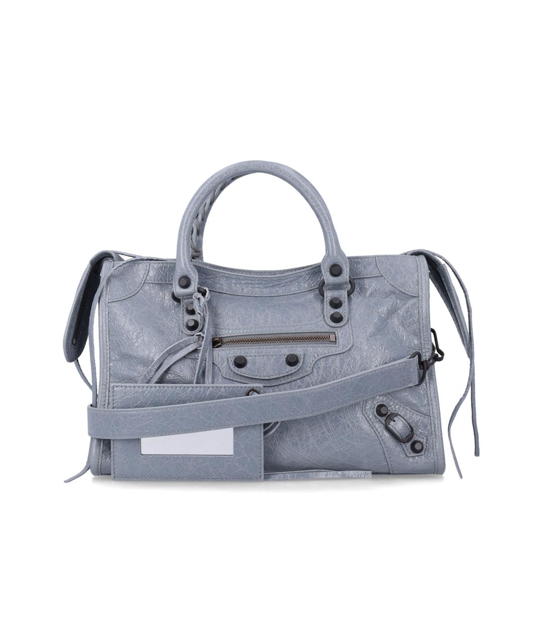 BALENCIAGA Голубая кожаная сумка тоут, фото 1