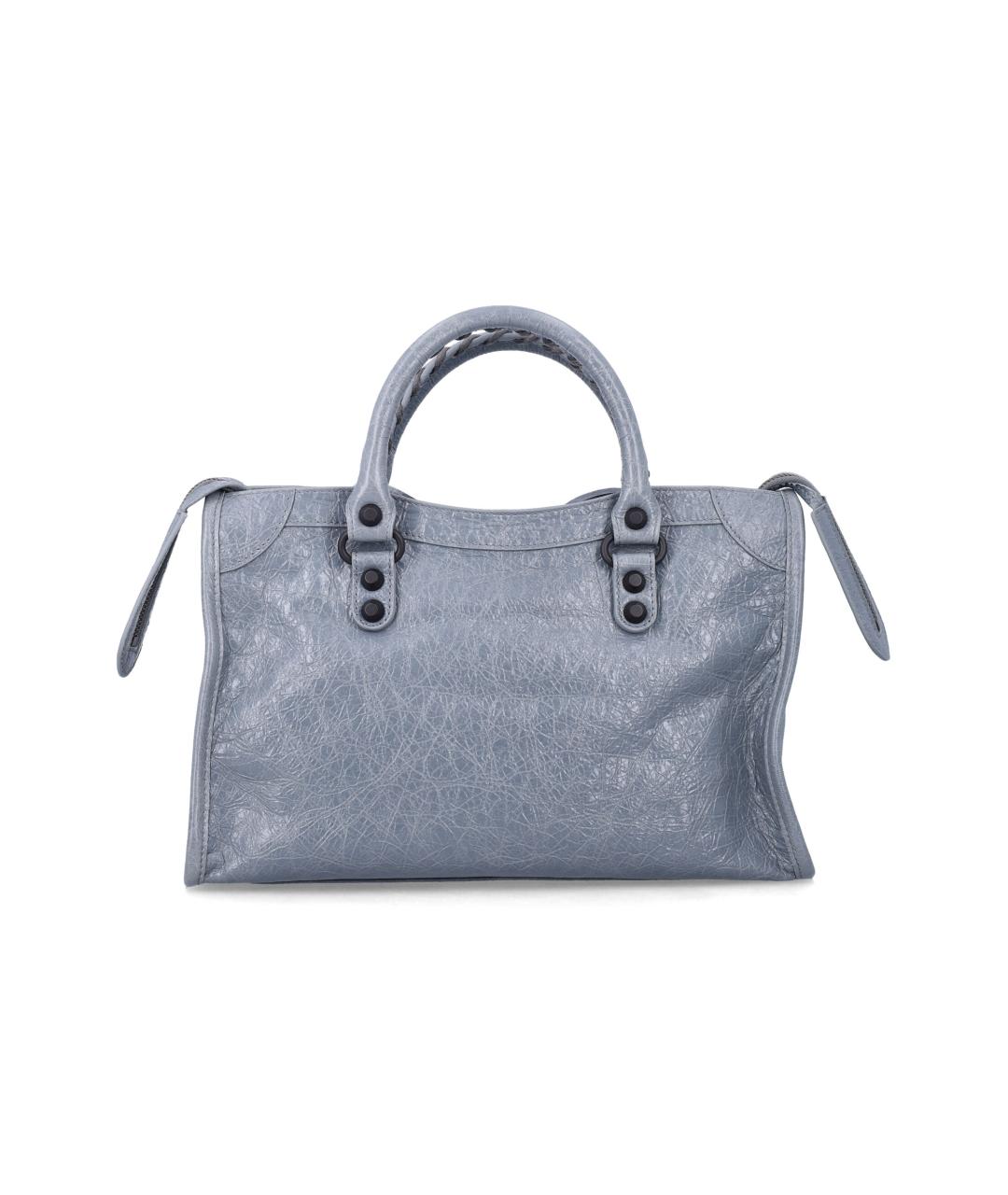 BALENCIAGA Голубая кожаная сумка тоут, фото 2