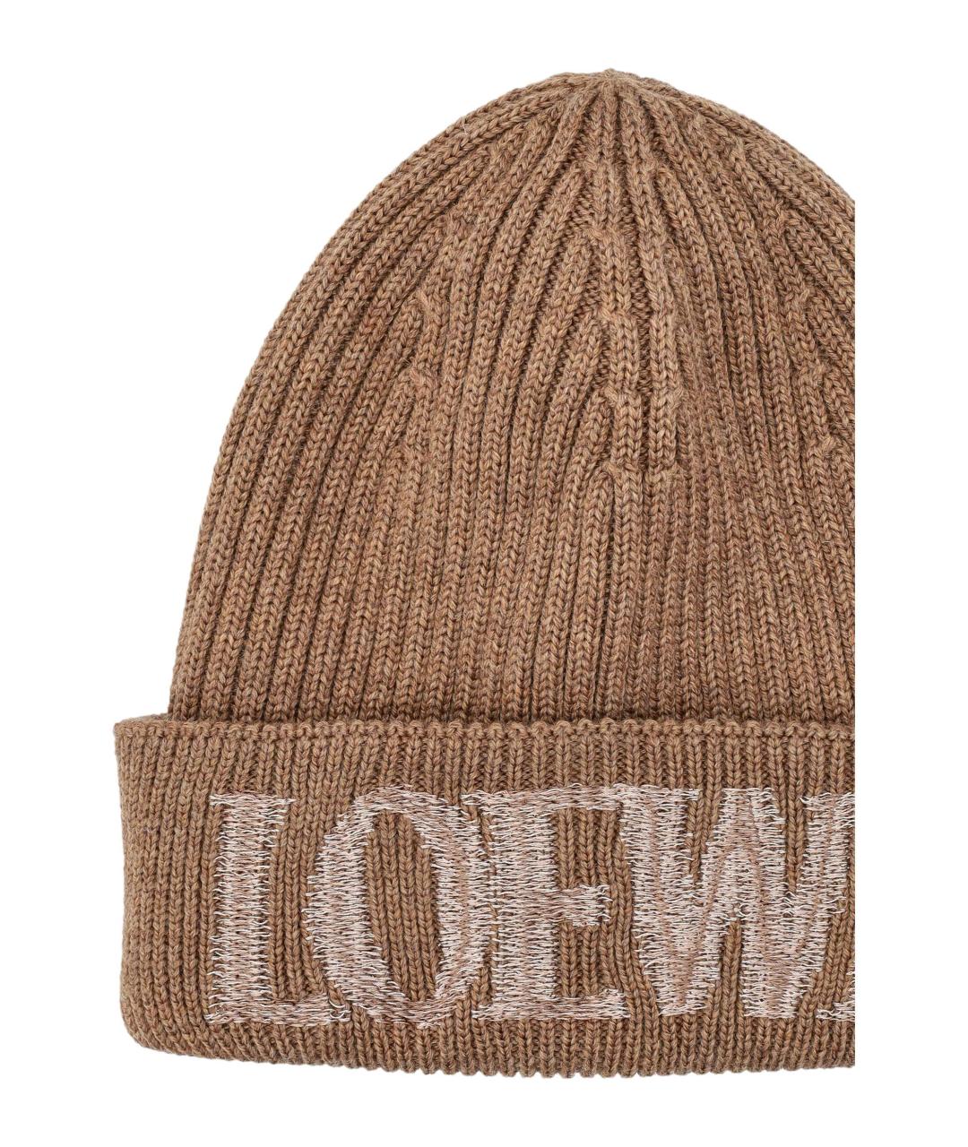 LOEWE Коричневая шерстяная шапка, фото 2
