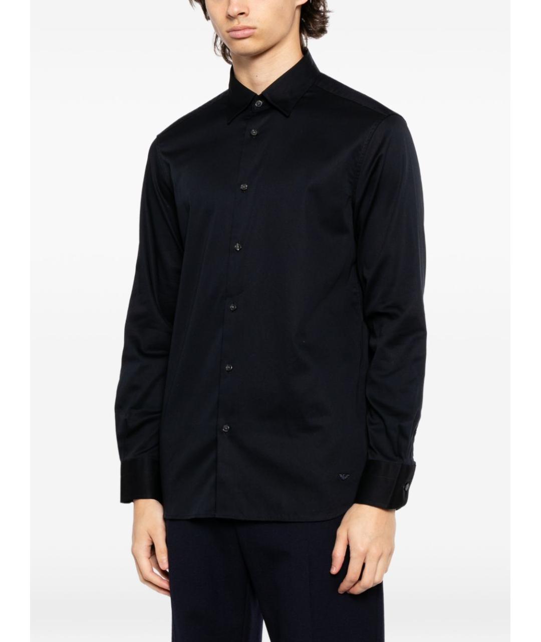 EMPORIO ARMANI Темно-синяя хлопковая классическая рубашка, фото 3