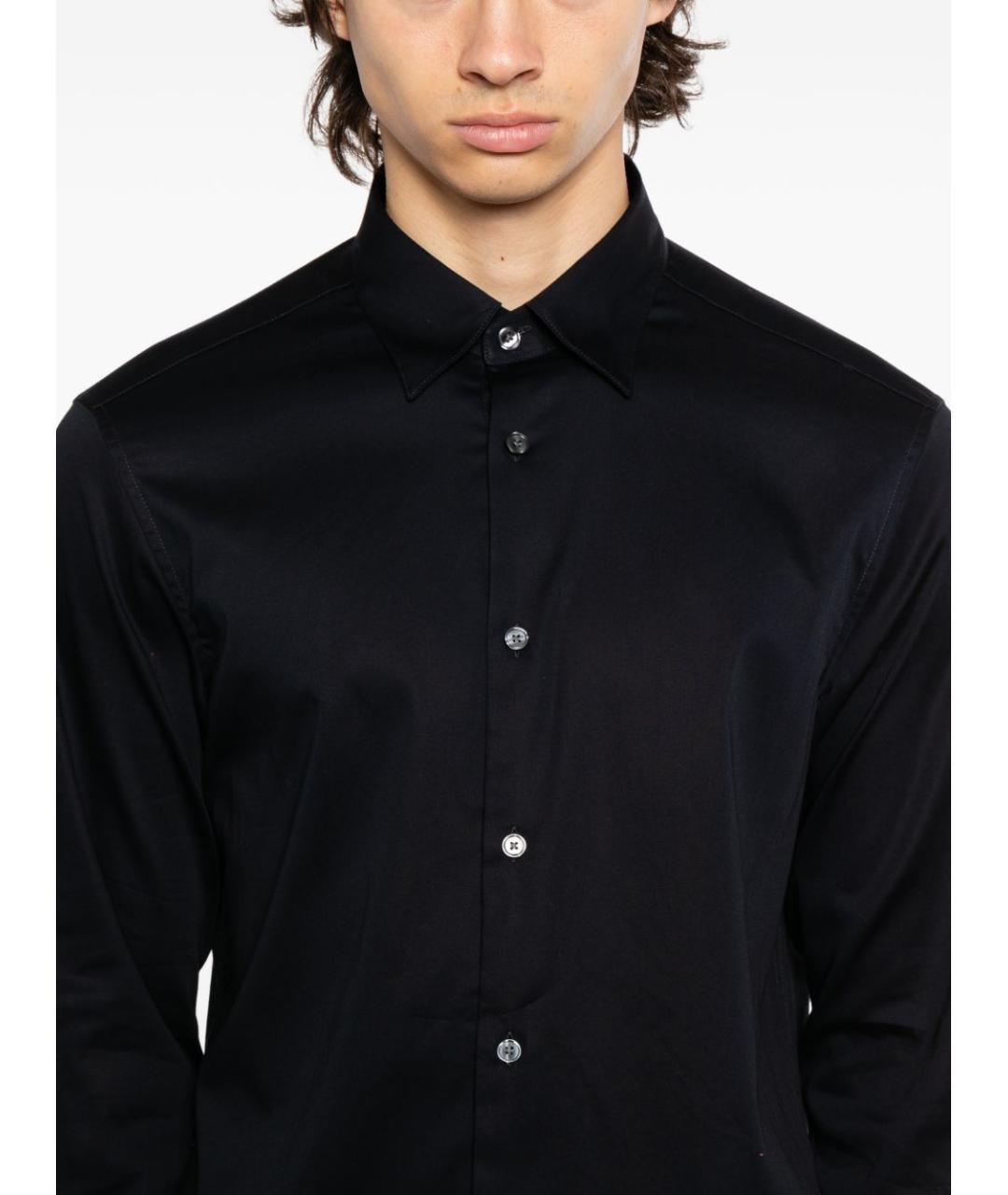 EMPORIO ARMANI Темно-синяя хлопковая классическая рубашка, фото 2