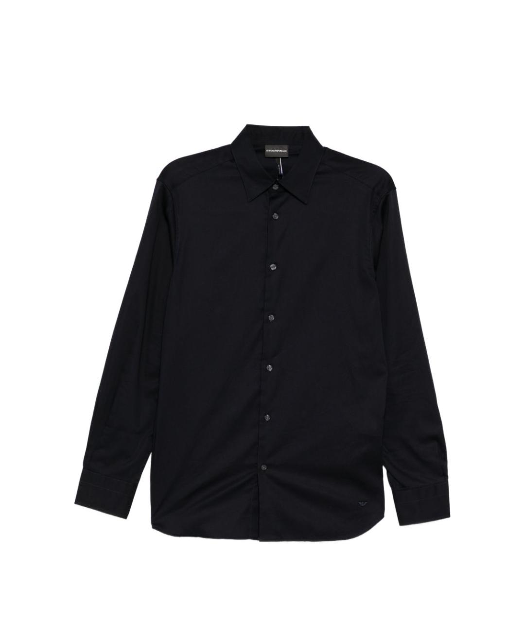EMPORIO ARMANI Темно-синяя хлопковая классическая рубашка, фото 1