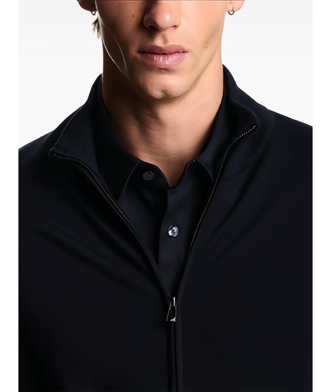 EMPORIO ARMANI Темно-синяя хлопковая классическая рубашка, фото 5
