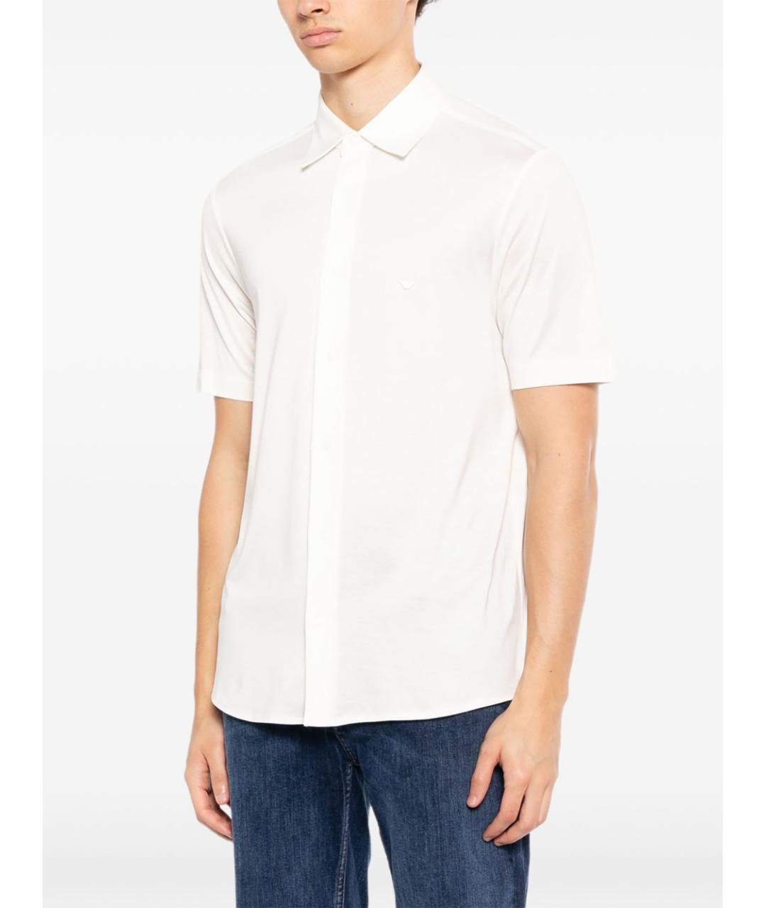 EMPORIO ARMANI Белая хлопко-лиоцелловая классическая рубашка, фото 4