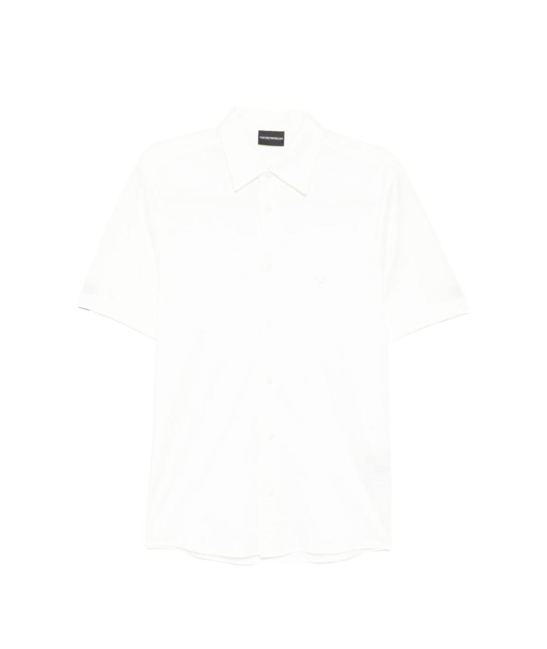 EMPORIO ARMANI Белая хлопко-лиоцелловая классическая рубашка, фото 1