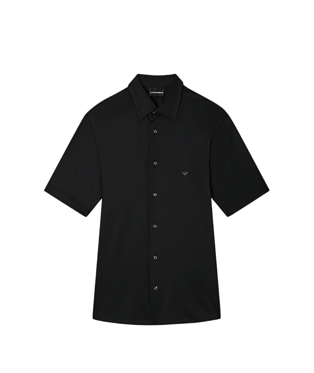 EMPORIO ARMANI Черная хлопко-лиоцелловая классическая рубашка, фото 1