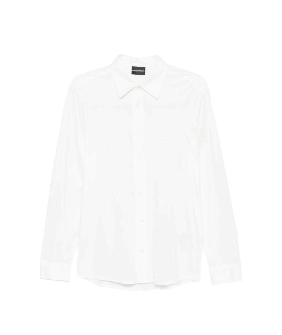 EMPORIO ARMANI Белая хлопко-лиоцелловая классическая рубашка, фото 1