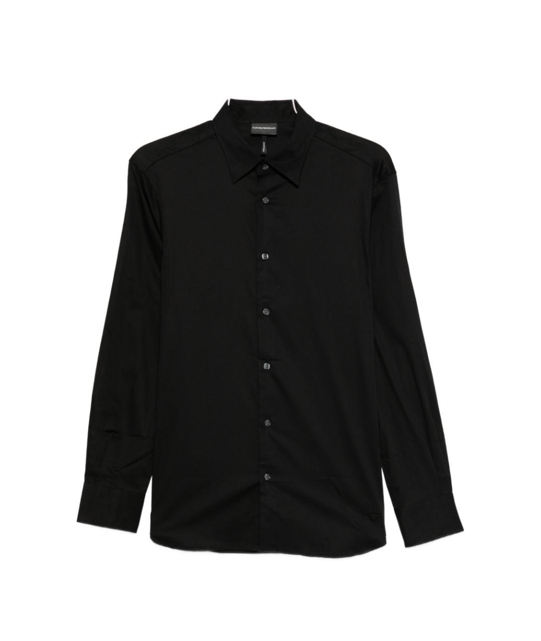 EMPORIO ARMANI Черная хлопковая классическая рубашка, фото 1