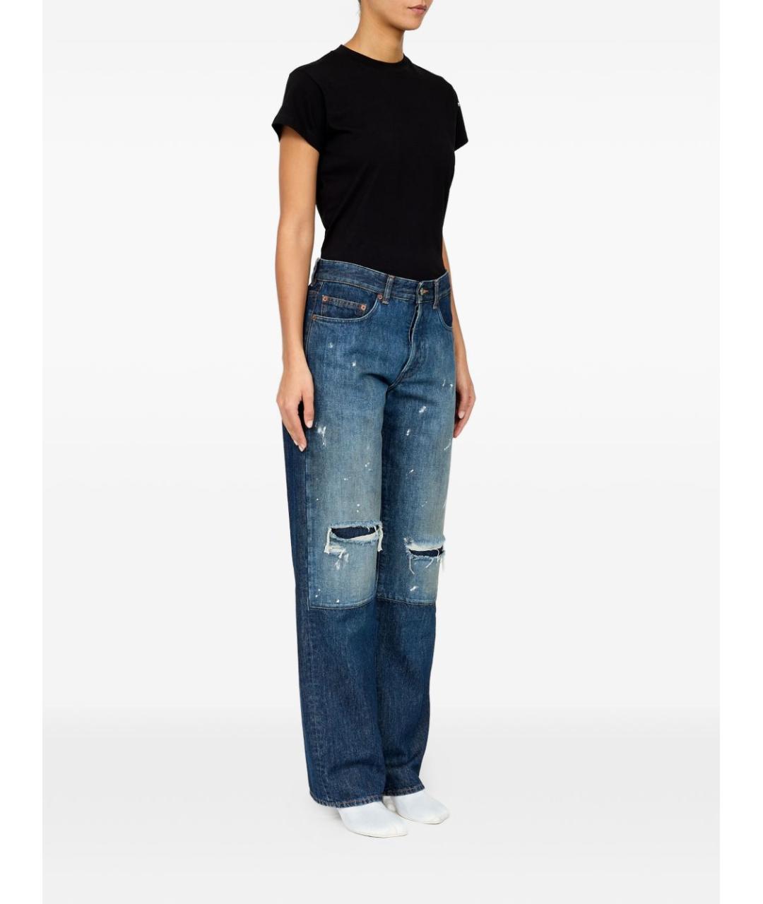 MM6 MAISON MARGIELA Синие хлопковые прямые джинсы, фото 3