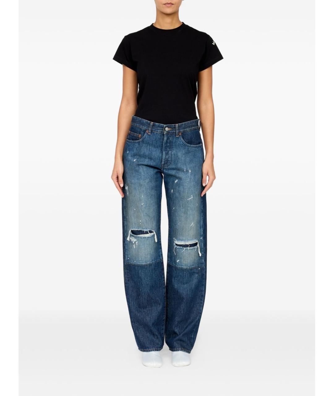 MM6 MAISON MARGIELA Синие хлопковые прямые джинсы, фото 4