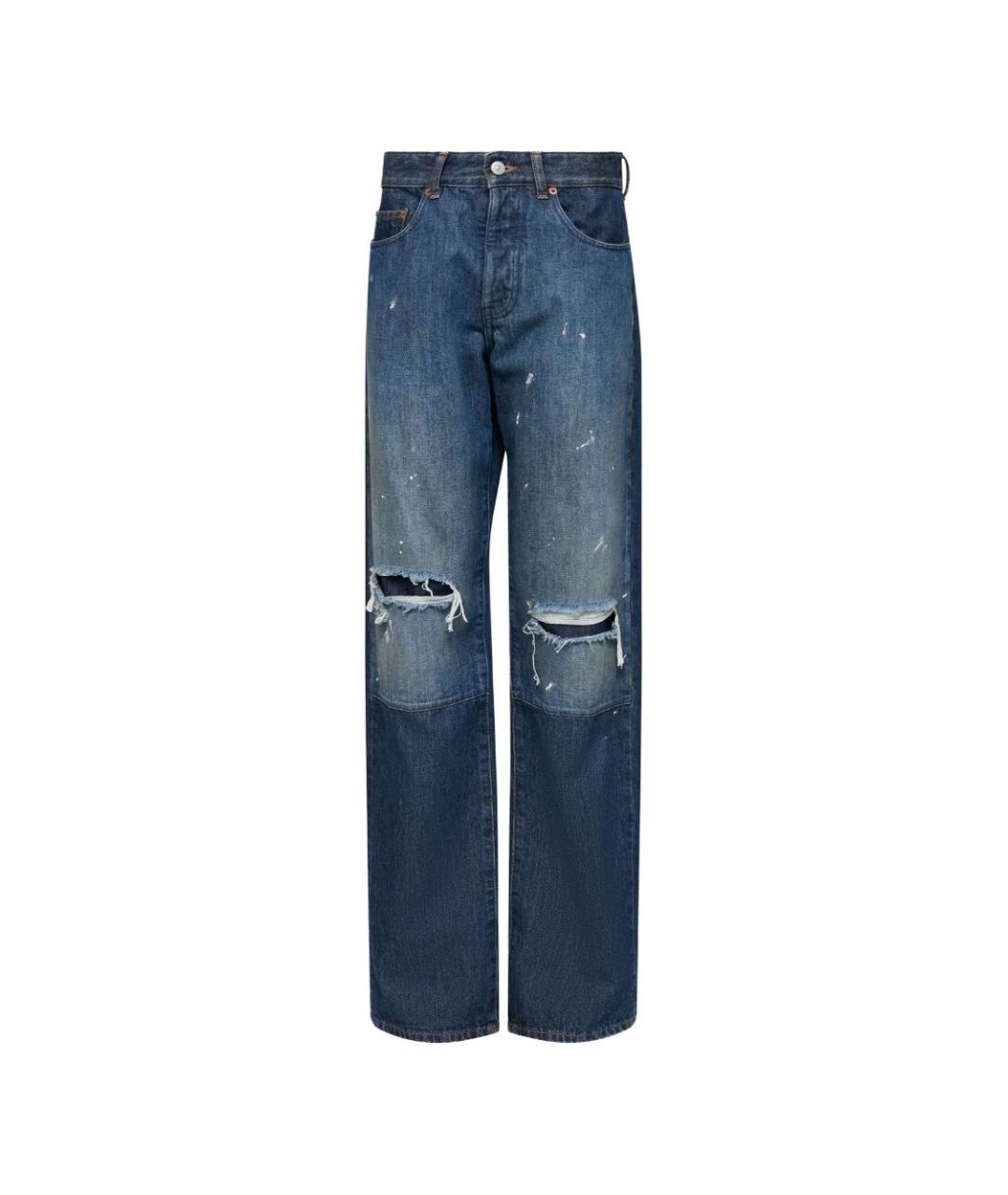 MM6 MAISON MARGIELA Синие хлопковые прямые джинсы, фото 1