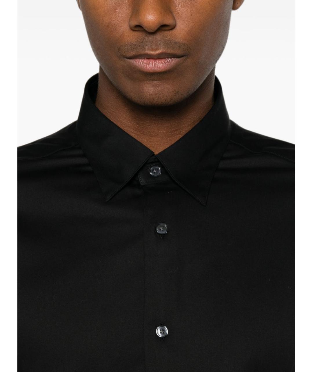 EMPORIO ARMANI Черная хлопковая классическая рубашка, фото 3