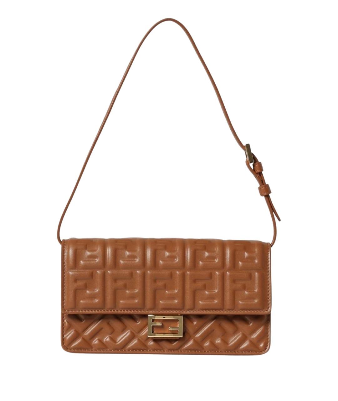FENDI Коричневая кожаная сумка через плечо, фото 1