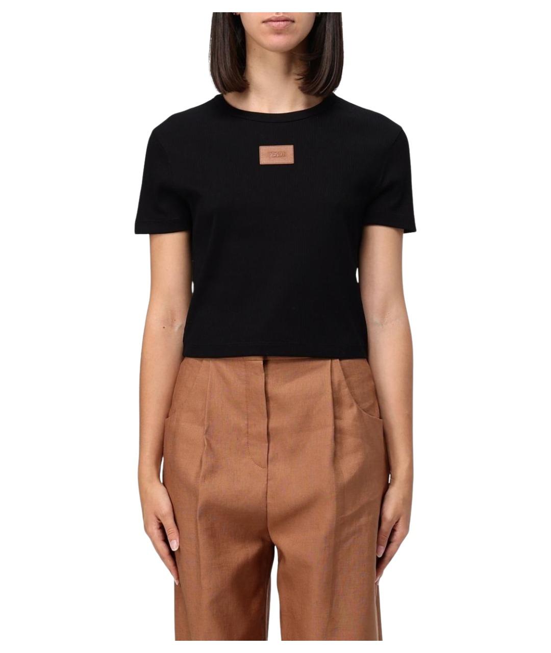 FENDI Черная хлопковая футболка, фото 1