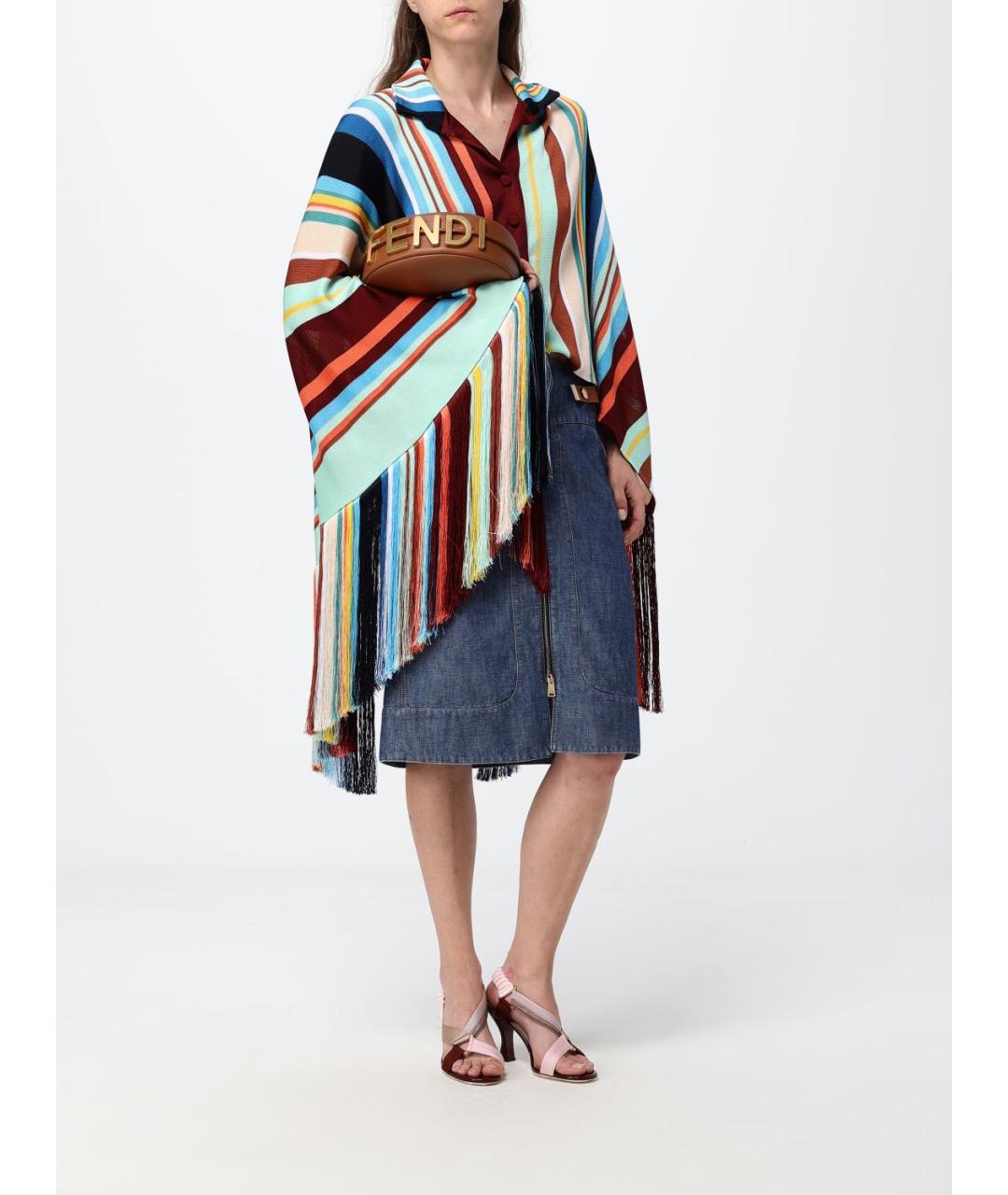 FENDI Синяя хлопковая юбка миди, фото 2