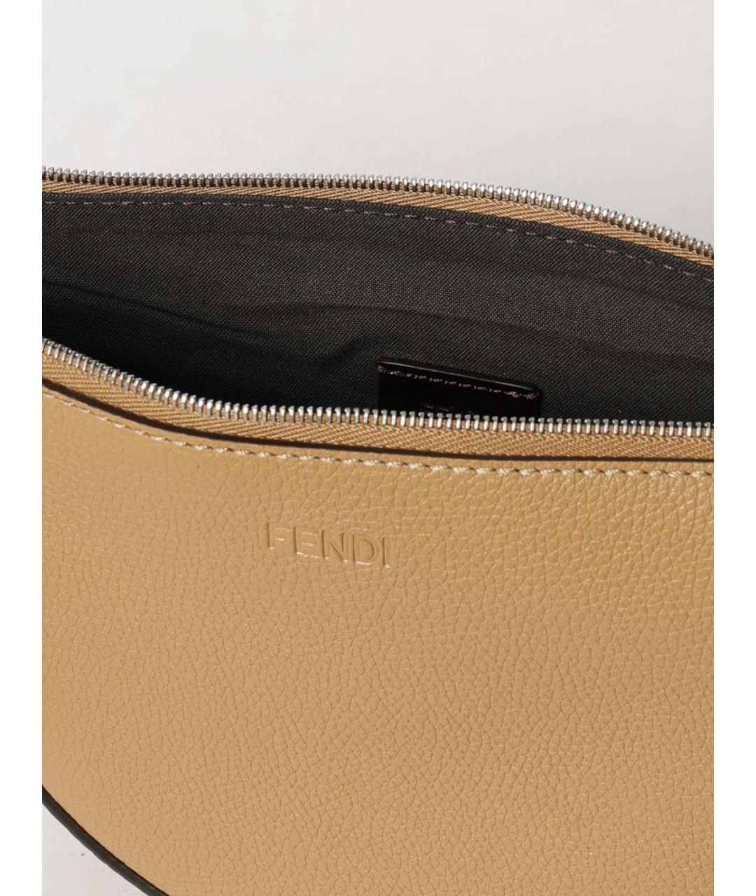 FENDI Бежевая кожаная сумка на плечо, фото 5
