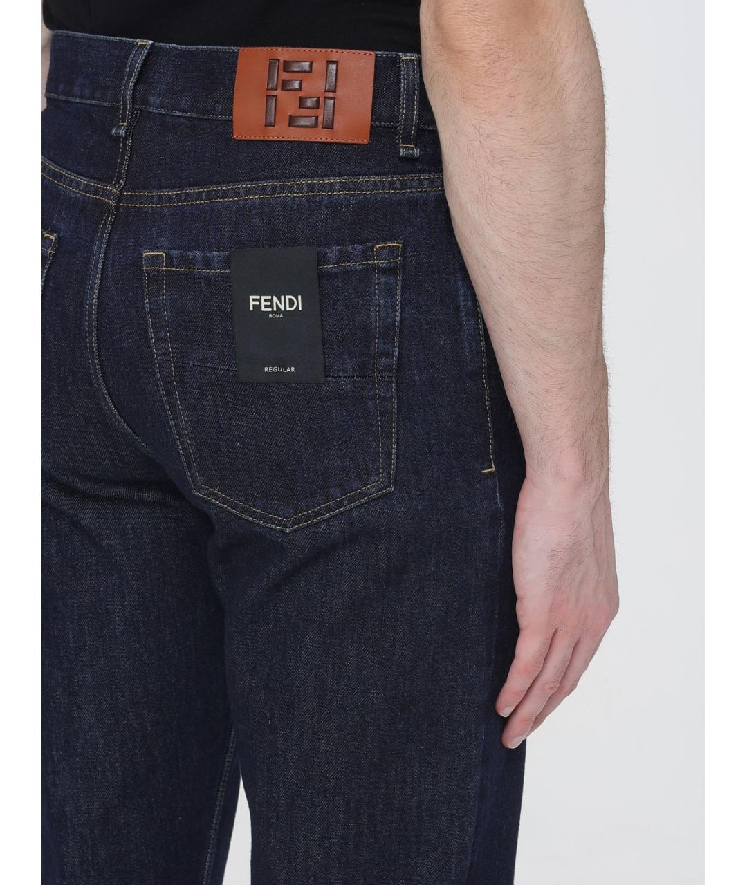 FENDI Синие хлопковые прямые джинсы, фото 4