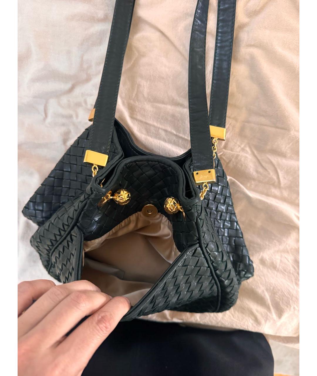 BOTTEGA VENETA Зеленая кожаная сумка через плечо, фото 4