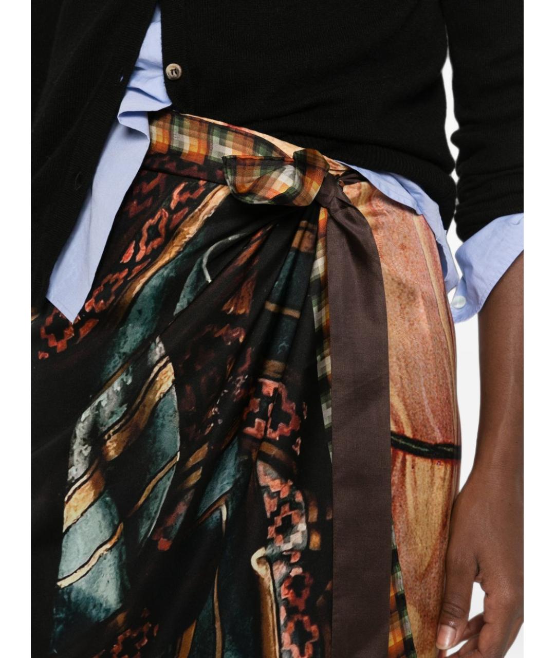 DRIES VAN NOTEN Мульти шелковая юбка миди, фото 4