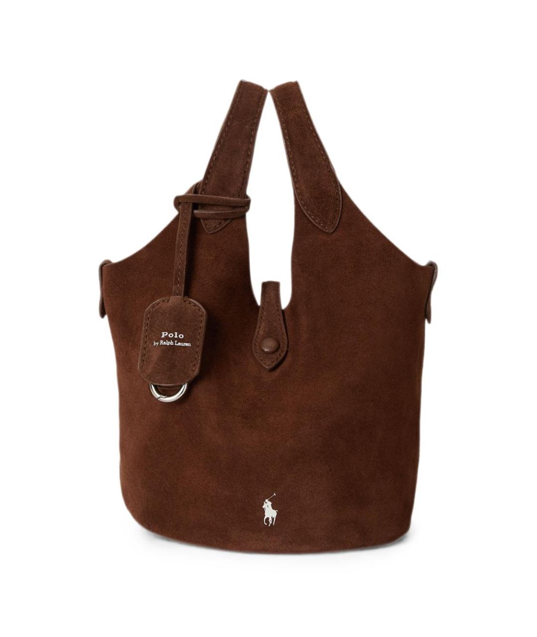 POLO RALPH LAUREN Коричневая замшевая сумка через плечо, фото 1
