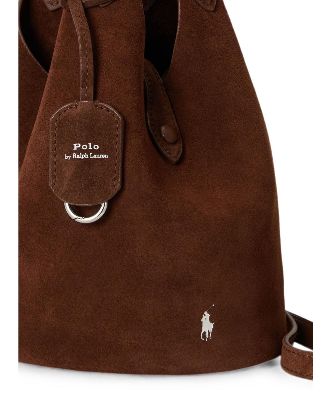 POLO RALPH LAUREN Коричневая замшевая сумка через плечо, фото 5