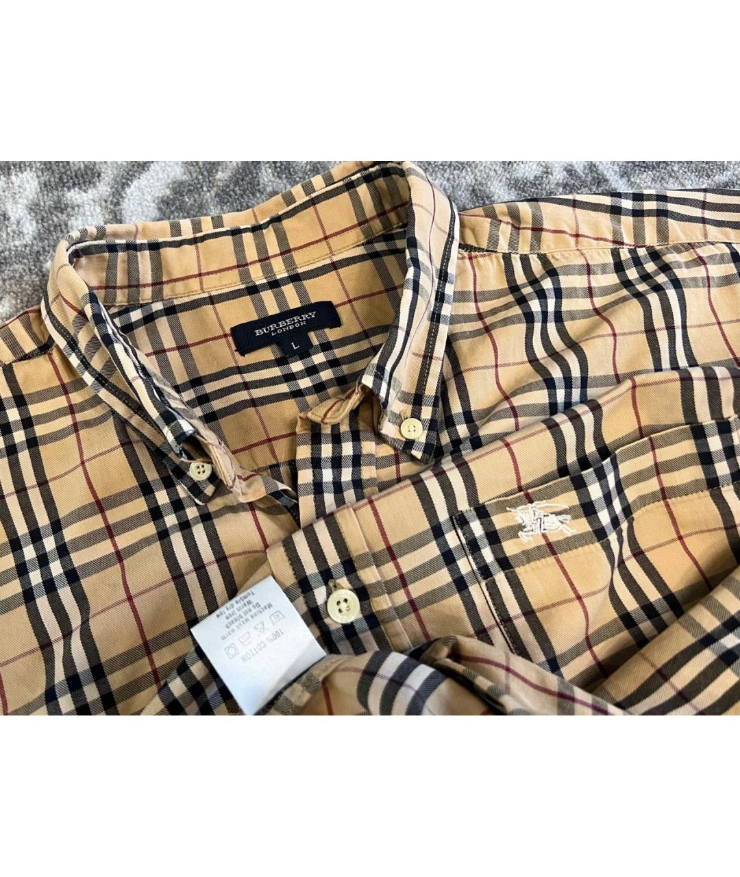 BURBERRY Бежевая хлопковая кэжуал рубашка, фото 4