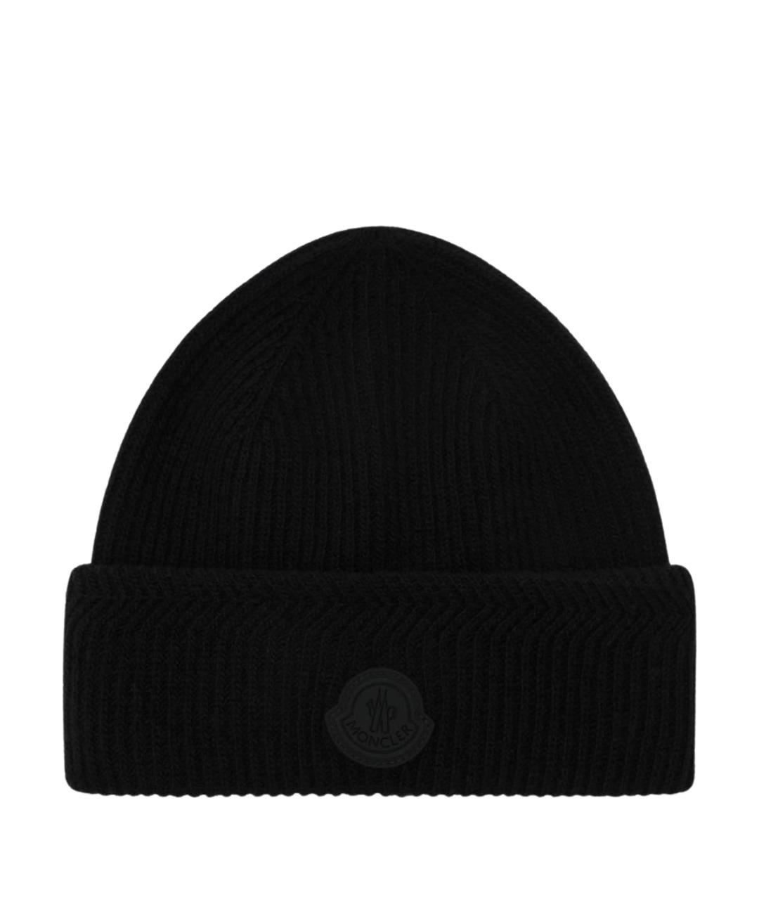 MONCLER Черная шерстяная шапка, фото 1