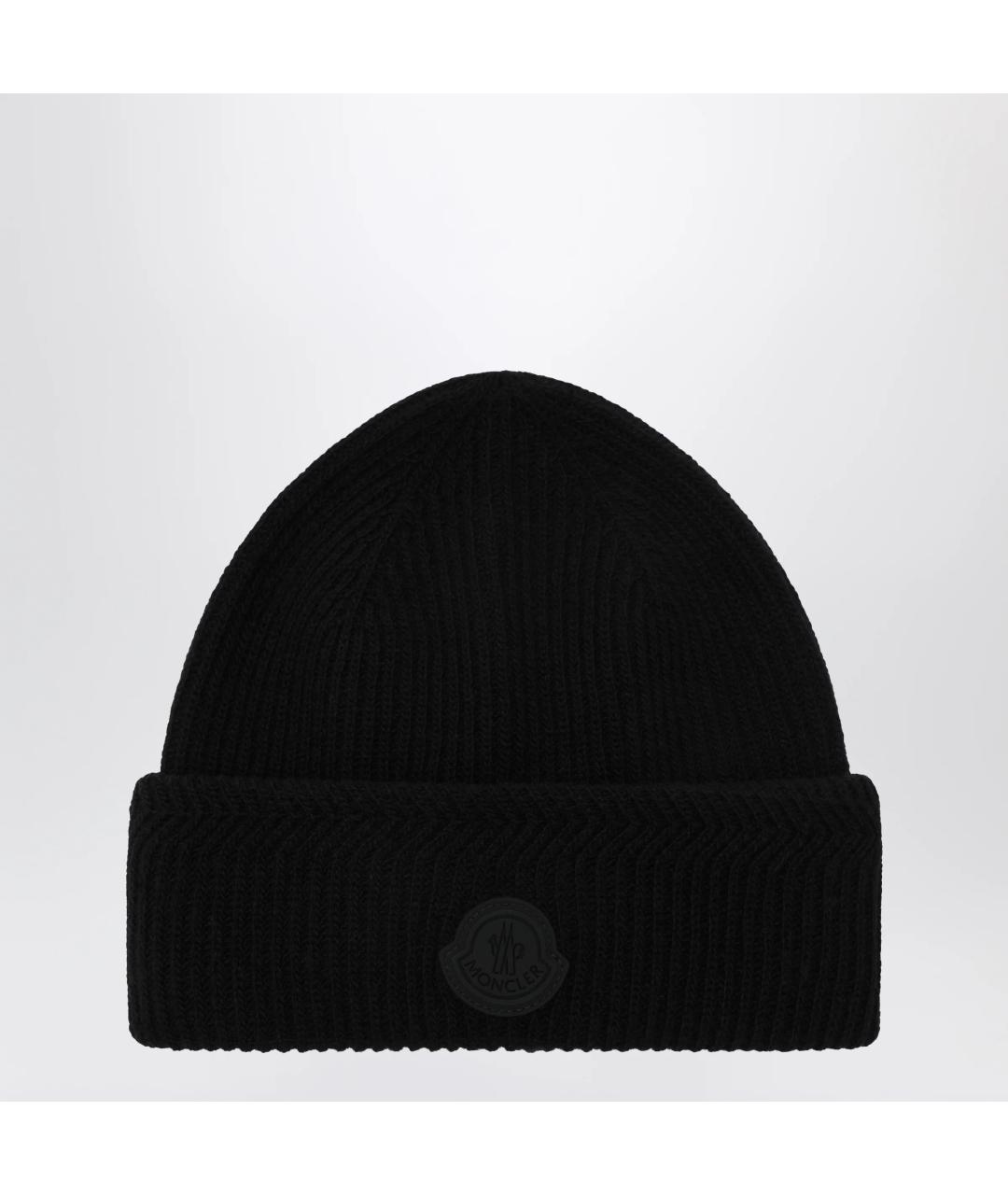 MONCLER Черная шерстяная шапка, фото 3