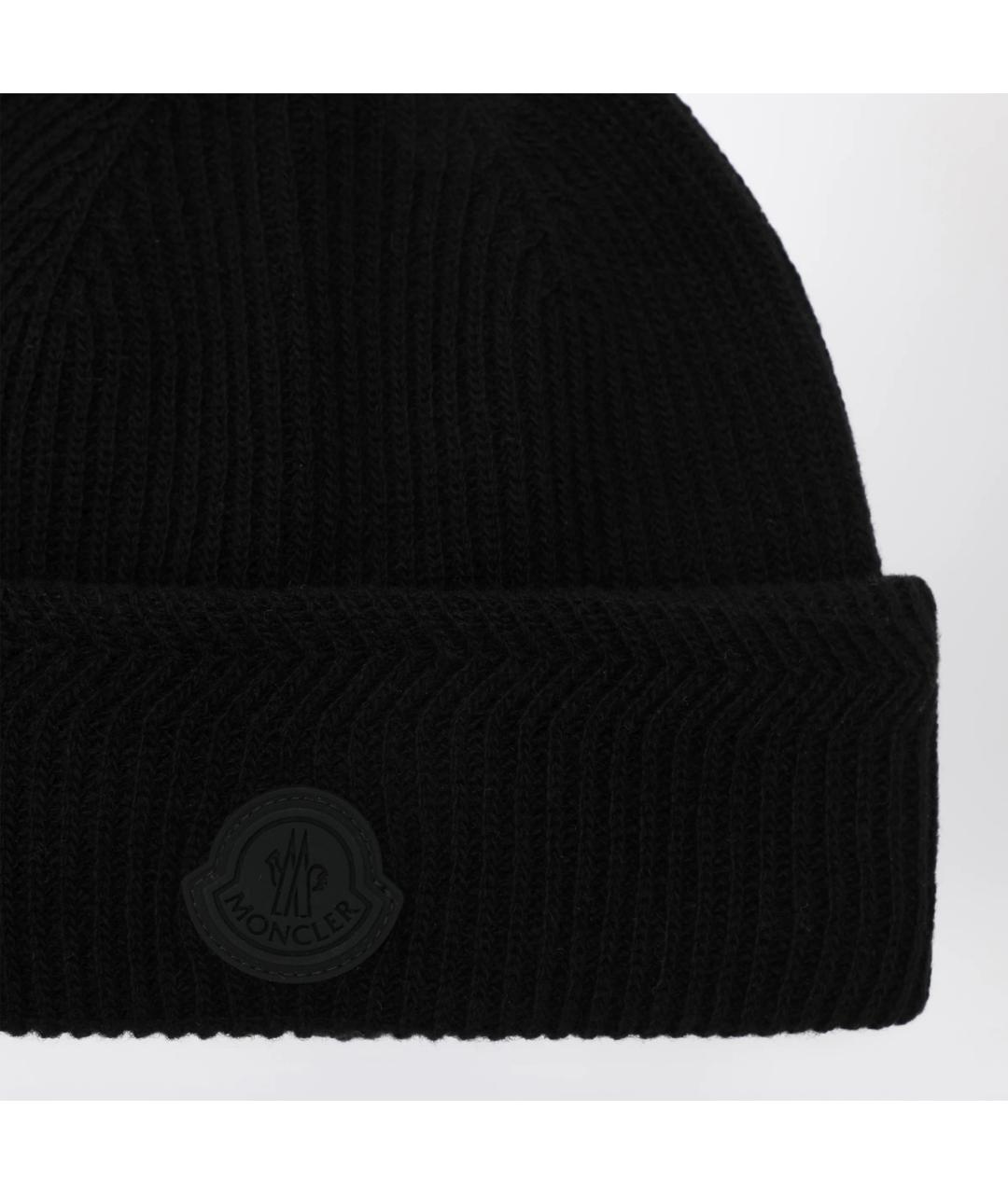 MONCLER Черная шерстяная шапка, фото 2