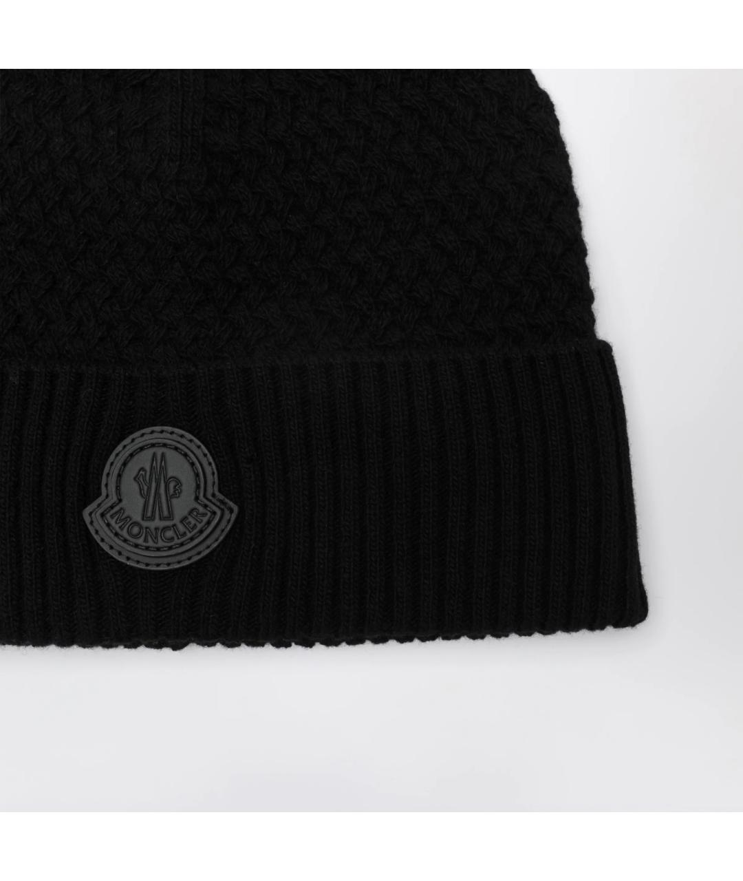 MONCLER Черная шерстяная шапка, фото 2
