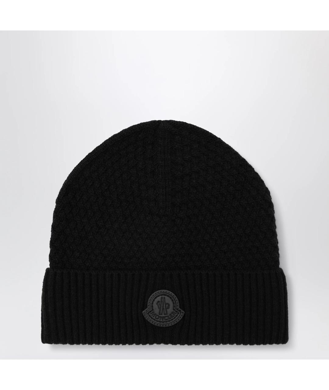MONCLER Черная шерстяная шапка, фото 3