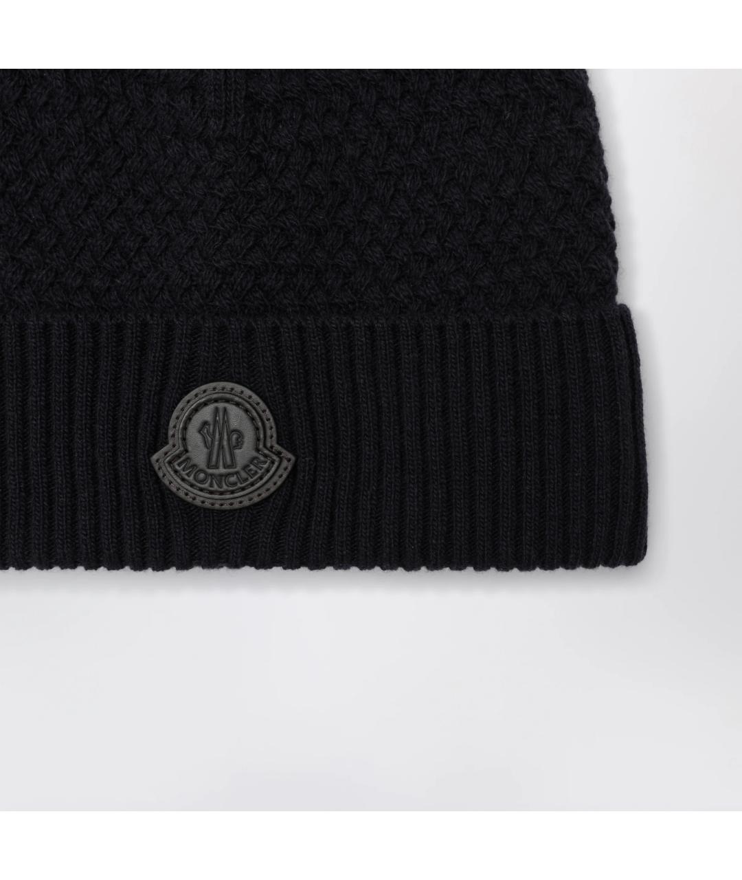 MONCLER Темно-синяя шерстяная шапка, фото 2
