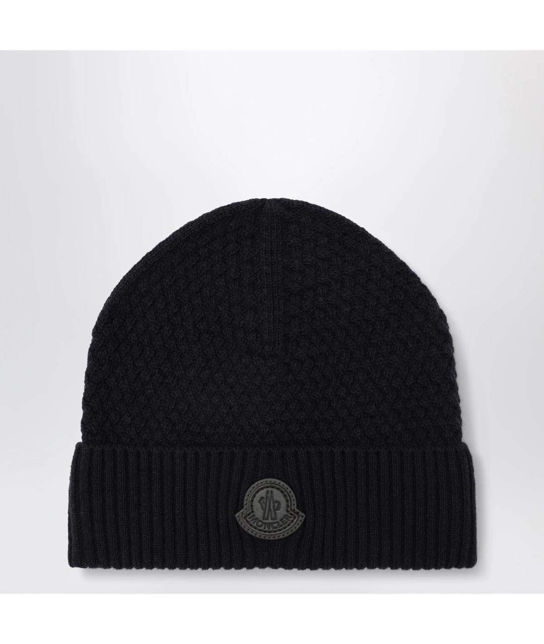 MONCLER Темно-синяя шерстяная шапка, фото 3