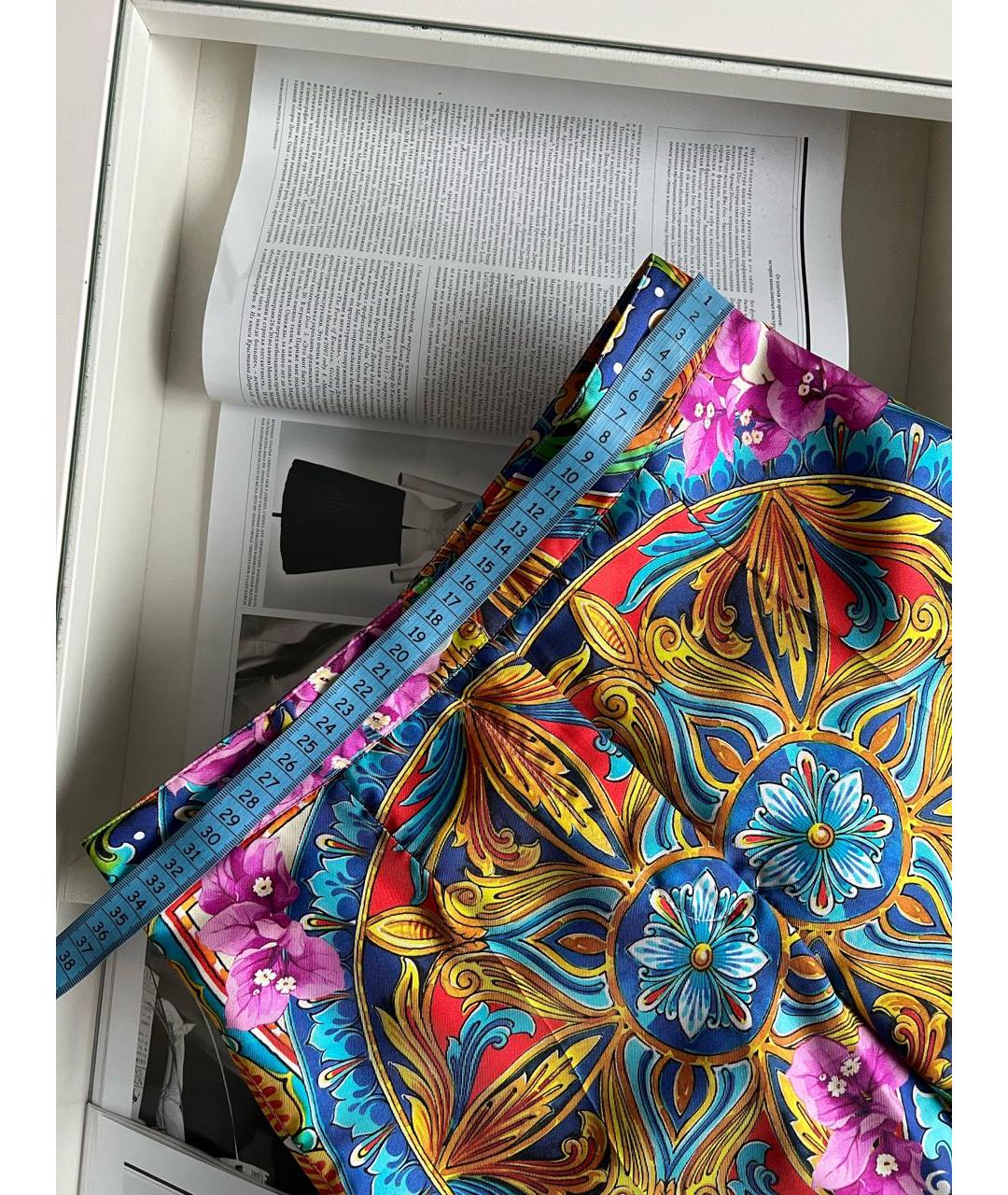 DOLCE&GABBANA Мульти шелковые брюки узкие, фото 5