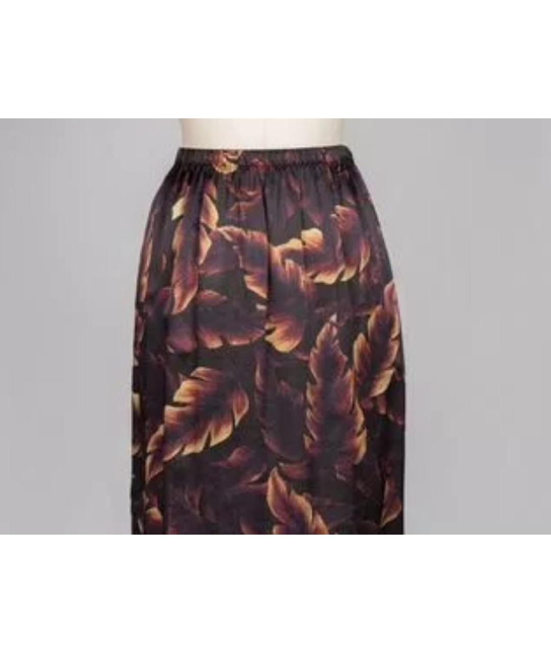LANVIN Коричневая шелковая юбка миди, фото 3