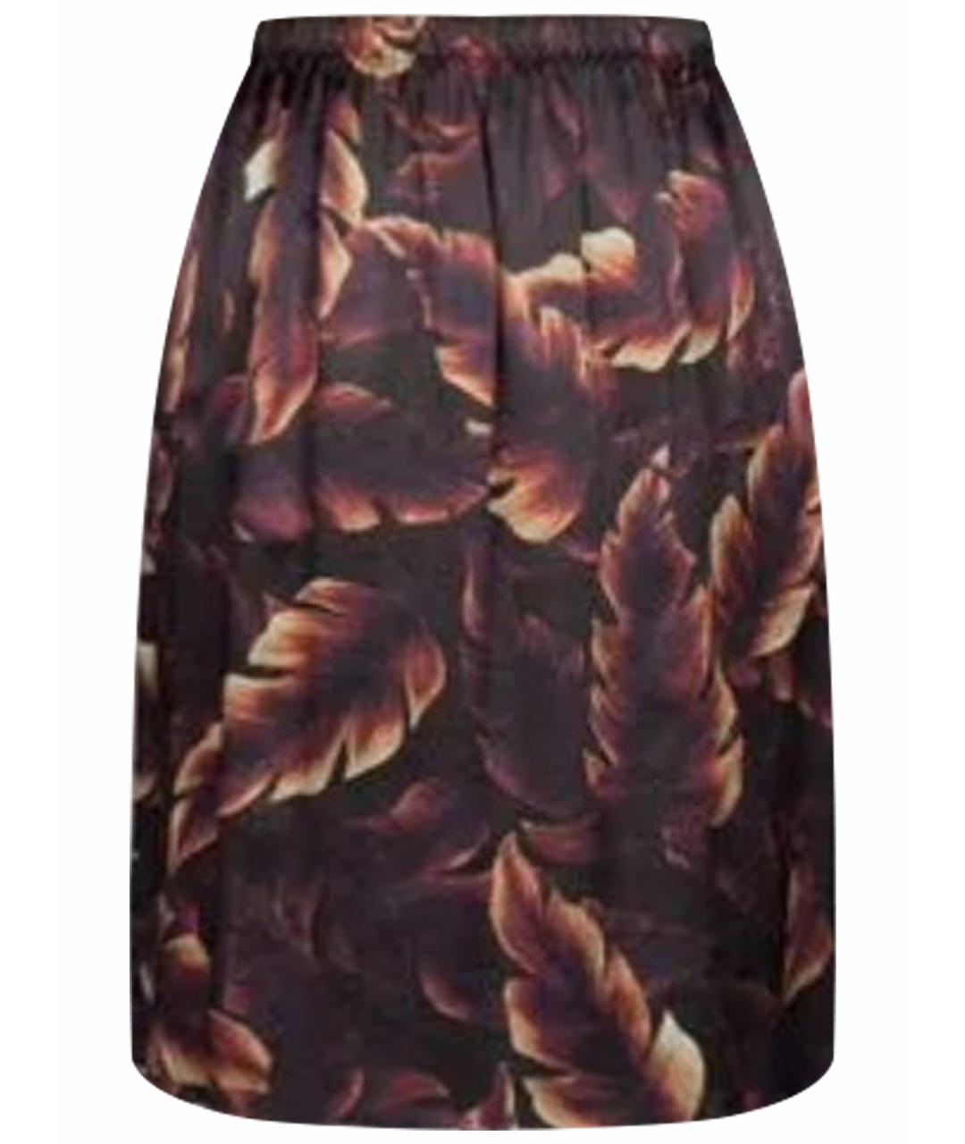 LANVIN Коричневая шелковая юбка миди, фото 1