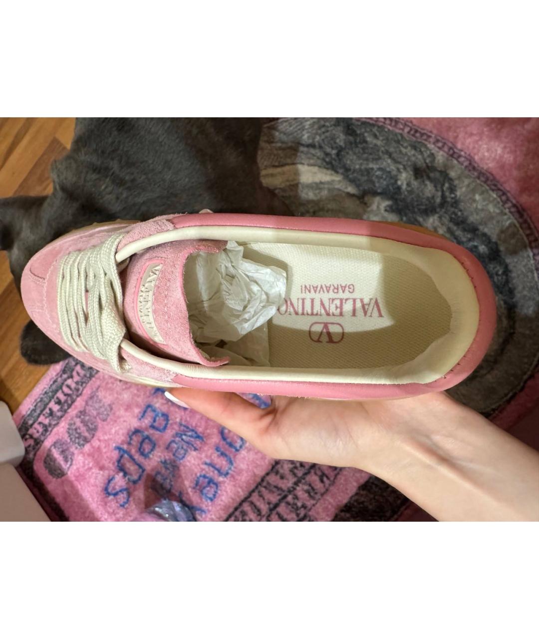 VALENTINO Розовые замшевые кеды, фото 6