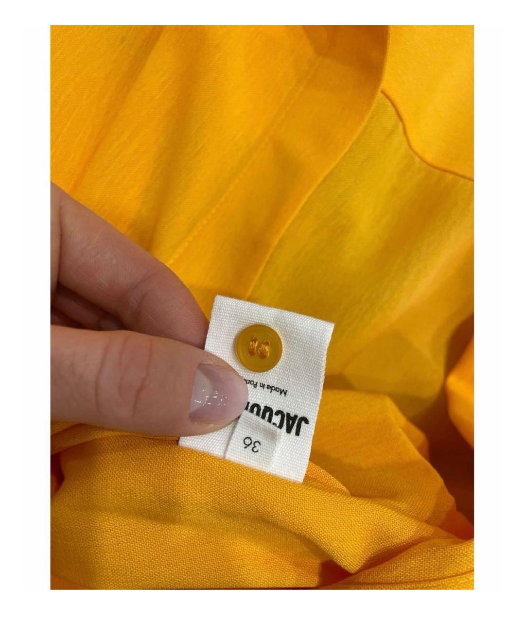 JACQUEMUS Желтое льняное повседневное платье, фото 4